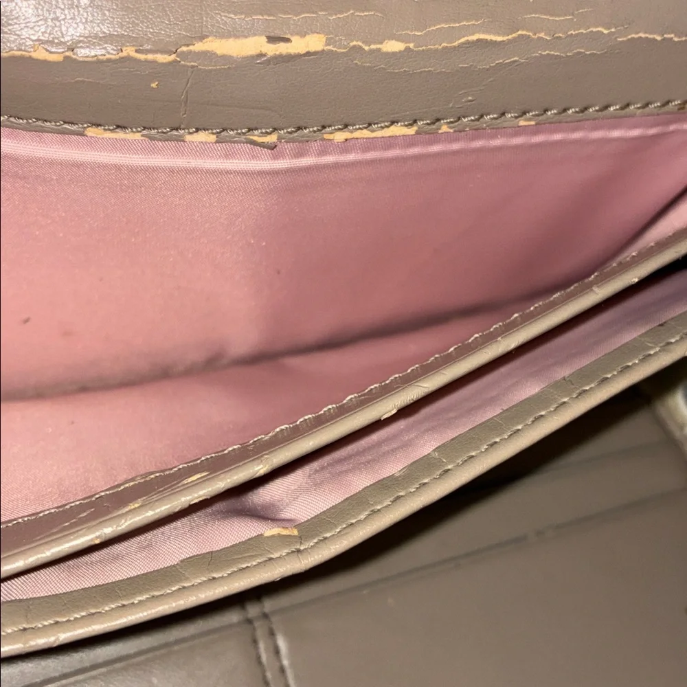 Coach Taupe Leather Continental‎ Wallet with Gold Medallion